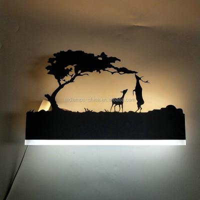 China Acrylic Sconce Wall Light For Home Fixtures 2 Deer Tree Picture Wall Mount Decoration Bedroom Luxury Hotel LED Modern Indoor Wall Lamps for sale