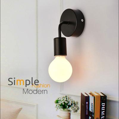 China Modern Wood Industrial Indoor Bedside Vintage LED Wall Sconce Black White Wall Lamps Down Light For Bedroom Home Fixture for sale