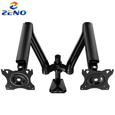 China ZENON KALOC DS90-2 LCD LED Monitor Desk Mount Bracket Shock Absorber Monitor Arm Dual Dual Monitor Computer Stand for sale