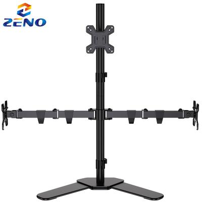 China Kaloc DW230-T Steel Adjustable Arms 3 Monitor Stand 3 LCD Monitor Stand Cold Rolled Triple Mount With Base Fits For 17-27 Inch Computer Monitors for sale