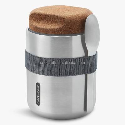 China Sustainable natural cork lid with grooves for extra handle cork lid for Blum black thermo pot for sale