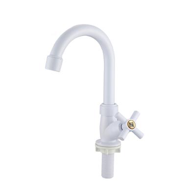 China Light weight wholesale taps manufacturer Single handle plastic kitchen faucet abs long neck kitchen basin faucet plastic sink faucet for sale