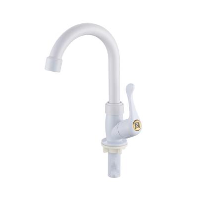 China Light weight wholesale taps manufacturer Single handle plastic kitchen faucet abs long neck kitchen basin faucet plastic sink faucet for sale