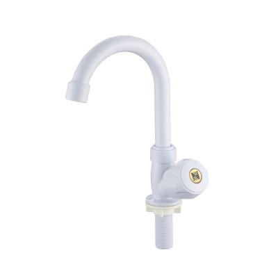 China Light weight wholesale taps manufacturer Single handle plastic kitchen faucet abs long neck kitchen basin faucet plastic sink faucet for sale