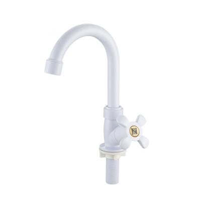 China Light weight wholesale taps manufacturer Single handle plastic kitchen faucet abs long neck kitchen basin faucet plastic sink faucet for sale