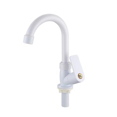 China Light weight wholesale taps manufacturer Single handle plastic kitchen faucet abs long neck kitchen basin faucet plastic sink faucet for sale