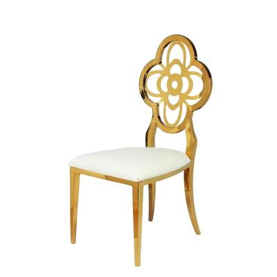 China Foldable Modern Luxury Style Flower Design Metal Back Wedding Event Party Fancy Household Dining Chairs for sale