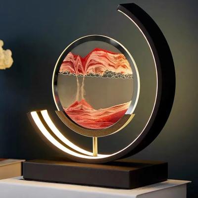 China Overflowing Frame Sand Table Lamp Art Decor Quicksand Painting Ornament LED Art Picture Timer Hourglass Deep Moving Sea for sale