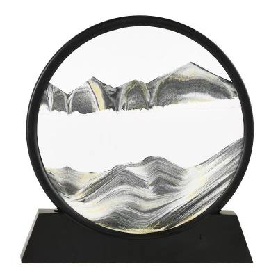 China Art Deco Desktop Frame Metal Liquid Moving Deep Sea Sandscape Quicksand Timer Frame Overflowing Sand Colorful Moving Sand for sale