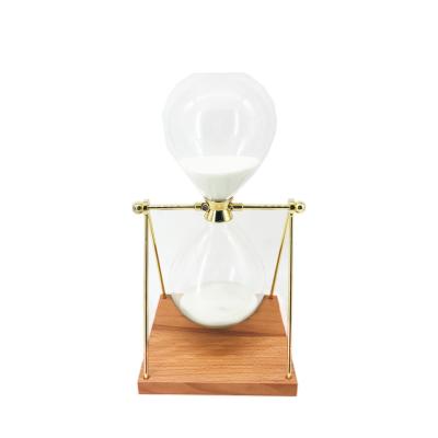 China Art Decor Custom Logo Printed Rotating 30 Minute Hourglass Sand Timer Wooden Low Tea Timer for sale