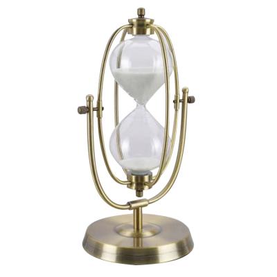 China Art Decor White 60 Minute Hourglass Sand Timer Unique 1 Hour Hourglass Metal Sandglass Timer for sale