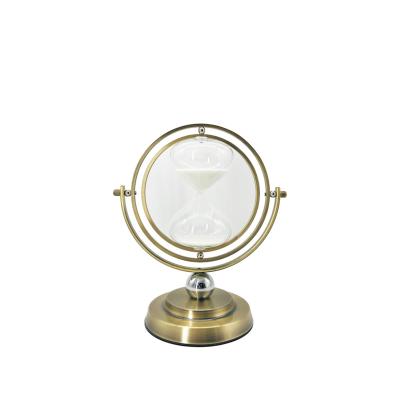 China Art Decor Hot Sale Rotatable Antique Globe Metal Hourglass Timer Sand Timer Clock for sale