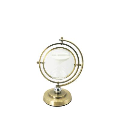 China Art Decor Decorative Metal Sand Timer 30 Min Hourglass Sand Clock Rotating Hour Glass for sale