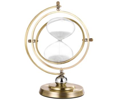 China Art Decor Decorative Metal Sand Timer Clock Hourglass Timer 30 Min Hourglass Rotatable Globe Antique for sale