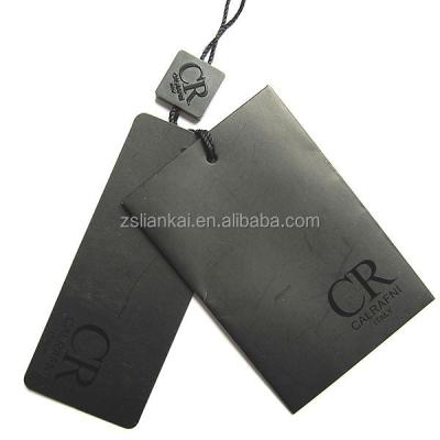 China Sustainable Luxury Customized Black Color Garment Hang Tags With UV Stamping for sale