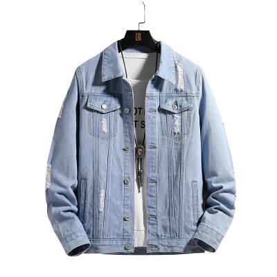 China 2020 viable wholesales in stock men's stylish denim jackets windproof ripped veste for men for sale