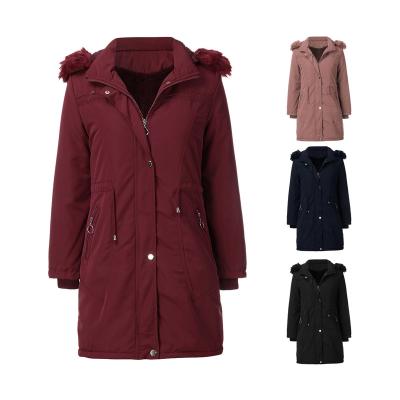 China Detachable Long Winter Windproof Coats Anti-Shrink Women's Warm Hat Women Overcoat for sale