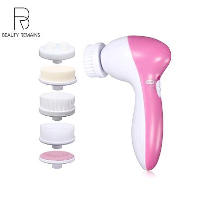 China Hot Ultrasonic Silicon Face Brush Hot Pore Remover Salling Cleansing Brush For Face 5 In 1 Beauty Care Massager for sale