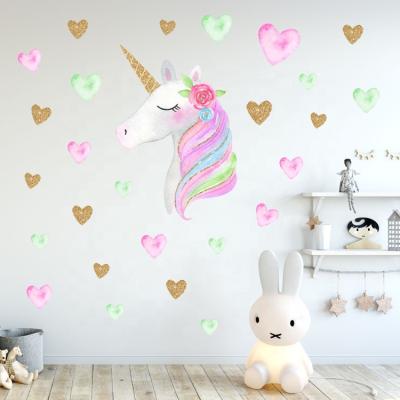 China Amazon Hot Sale Unicorn Wall Sticker Creative Pvc Wall Sticker Decorative Sticker Amazon For Kids Room Decoration Decal for sale