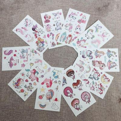 China 10 Designs Eco-Friendly Waterproof Cartoon Unicorn Dinosaur Temporary Tattoo Stickers Cute Tattoo Sticker Kid's for sale