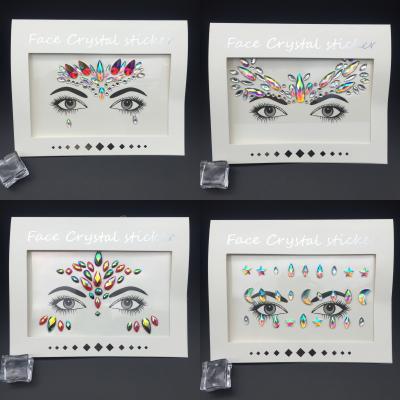 China 48 designs temporary wholesale face jewelry rhinestone eye stickers for music party dropshipping service for sale