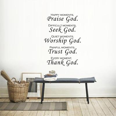 China WALL STICKER 54*39cm 2021 New Wall Sticker Decoration Happy Moments Praise God Wall Stickers English Letters Stickers for sale