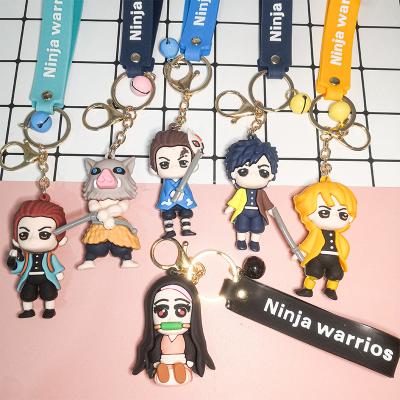 China Anime Cartoon Demon Slayer 3D Designs 3D Designs Demon Slayer Key Chain 6 Key Ring PVC Keychain Jewelry Key Chain Pendant Accessory for sale