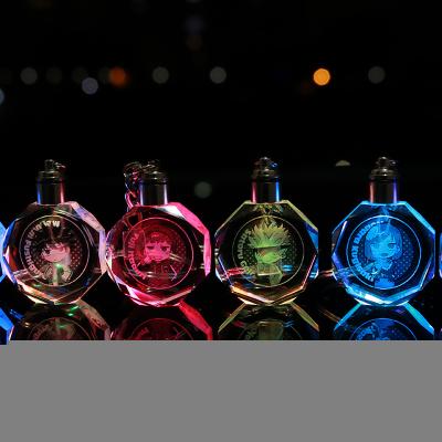 China Promotional Gift 14 Designs Anime Crystal Led Lighting Color Changeable jujutsu kaisen keychains for sale