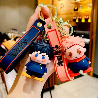 China 5 Wholesale Fashion Designs Anime Cartoon Jujutsu Kaisen Silicone 3D Silicone 3D Hot Selling Pendant Key Chain for sale