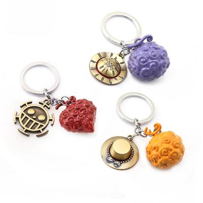 China Alloy Fruit Anime Key Chain 3 Designs Anime Devil Key Chain Set Two Piece One Piece Keychain for sale