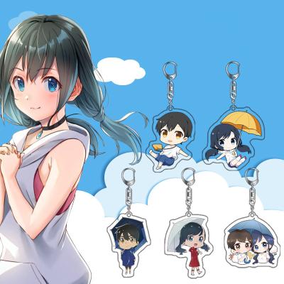 China Anime Acrylic Key Chain Anime Disintegration New With You Tenki No Ko Double Side Transparent Acrylic Key Chain for sale