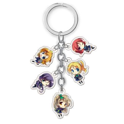 China Japanese Acrylic Transparent Keychain Double Side Anime Lovelive Key Chain for sale