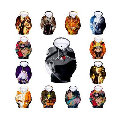 China 55 Designs XXS-4XL Factory Price Anti-Shrink 3D Custom Anime Printed Sweatshirt Women/Men Hoodies Kakashi Uzumaki Itachi Uchiha for sale