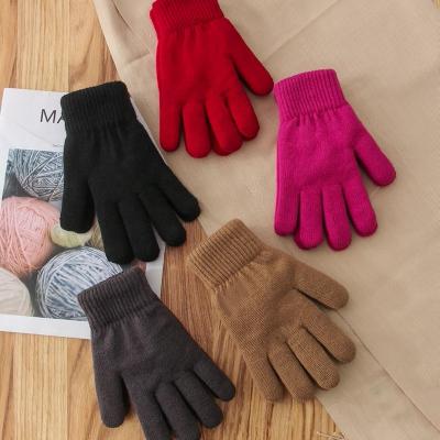 China Logo Men Women Winter Gloves custom made simple thicken full finger warm jacquard knitted gloves mitten gloves hide outdoor for sale