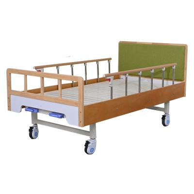 China Wooden Manual Nursing Home Care Bed Hospital Nursing Bed For Elderly With Two Function Medical Equipment For Patient for sale