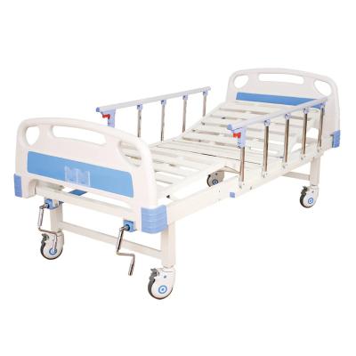 China Hospital Room Steel Structure 2 Cranks Adjustable Elder Home Nursing Medical Hospital Bed for sale