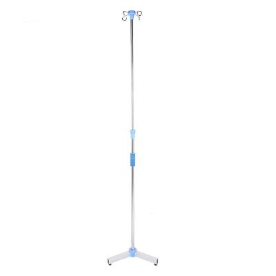 China Modern Height Adjustable IV Pole With Wheels, Portable Stainless Steel IV Rack Pole Infusion Holder IV Bag Holder With 2 Hooks for sale