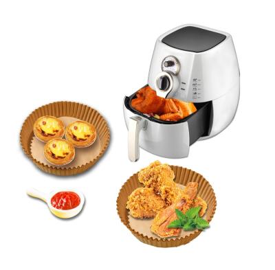 China Modern Hot Sale Food Grade High Temperature Resistant 100 Pieces Brown White Silicone Coated Round Air Fryer Parchment Paper Liners for sale