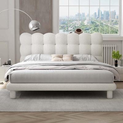 China Other Luxury Modern Home Apartment King Size Queen Bed Frame Hotel Bedroom Furniture Wooden Fabric Bed for sale