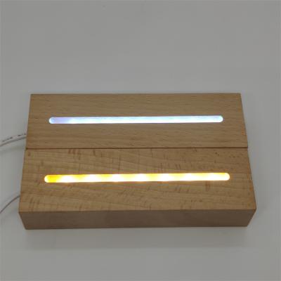 China Wholesale Modern Rectangular Wooden Club Night Light USB Base Round Led Lamp For Bedroom for sale