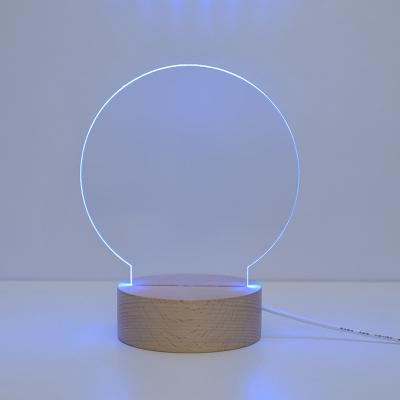 China Customized Wholesale Modern Acrylic Round Dish 3d Base USB Calendar Message Board Craft Gift Led Night Light Small Wooden Base for sale