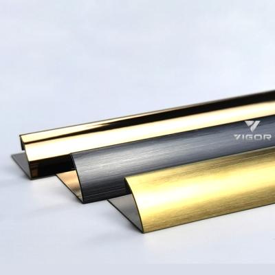 China Modern Modern Style Shiny Stainless Steel Tile Profiles Curved Edge Trim For Wall Protection for sale