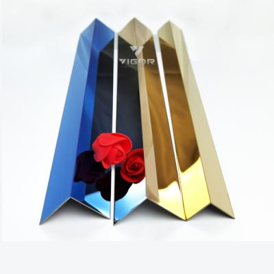 China 2021 modern new colorful design pvd trims profiles luxury blue / gold mirror finish decorative strips for sale