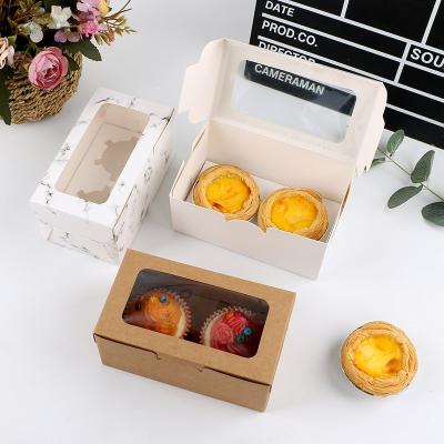 China Recyclable White Paper Packaging Box 12 Holes Insert Clear Paper Packaging Box Cardboard Muffin Cake PVC Window Cupcake Box for sale