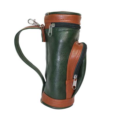 China PU Golf Accessories Pitches Small Golf Ball Holder Mini PU Golf Pouch Leather Bag for sale