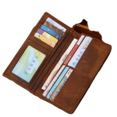 China Crazy Leather Men's RFID JUHE Factory Travel Vintage Horse Long Wallets Men's Leather With Credit Card for sale