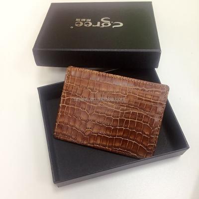 China 2021 Credit Card Slim Cow Crocodile Wallet Rfid 100% Skin Leather Debit Blocking Credit Card Holder for sale