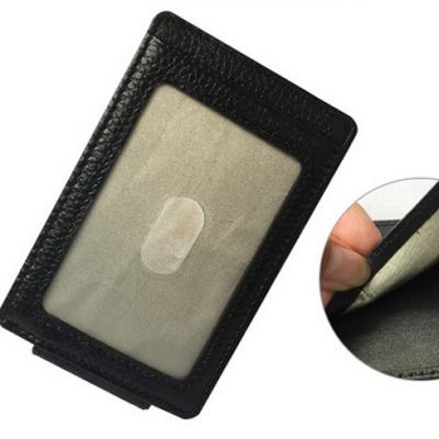 China 2021 cow genuine GENUINE LEATHER factory magnetic wallet RFID blocking money clip for sale