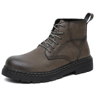 China New Winter Massage Martin Boots Men PU Leather Fashionable High Top Male Boots Large Size Durable Botas Hombre for sale