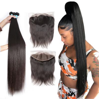 China Luxefame Silky Straight Wave Best Selling Brazilian Hair Bundles With Lace Closure Headband 100% Virgin Cuticle Aligned Hair Weave for sale